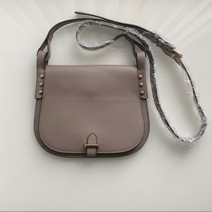 Nico & Olive Hipster Crossbody Purse Taupe & Gold